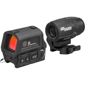 imageSIG SAUER ROMEO8TAMR 1x40mm Red Dot Sight ampamp JULIET3TMICRO 3x22mm Magnifier Combo  Waterproof ElectroOptics Kit with QBCD 20 Reticle ampamp MOTAC  Durable Compact Sight Set for Tactical Use