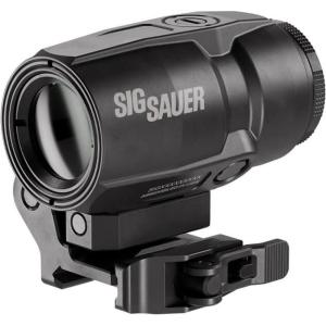 imageSIG SAUER JULIET3TAMR 3x22mm Tactical Magnifier  Compact FliptoSide Optic with PowerCam QR Mount  AMR Compatible  Waterproof Fogproof Lightweight Design for Red Dot Sights