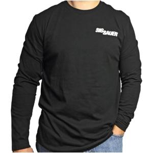 imageSig Sauer Mens Long Sleeve Crew Neck Tee  Lightweight Breathable Cotton Casual Everyday Active Shooting Logo TShirtBlack