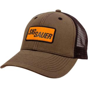 imageSig Sauer Unisex Leather Patch Adjustable Breathable Mesh Panels Sports Outdoor Shooting Hunting Military Green Trucker Hat